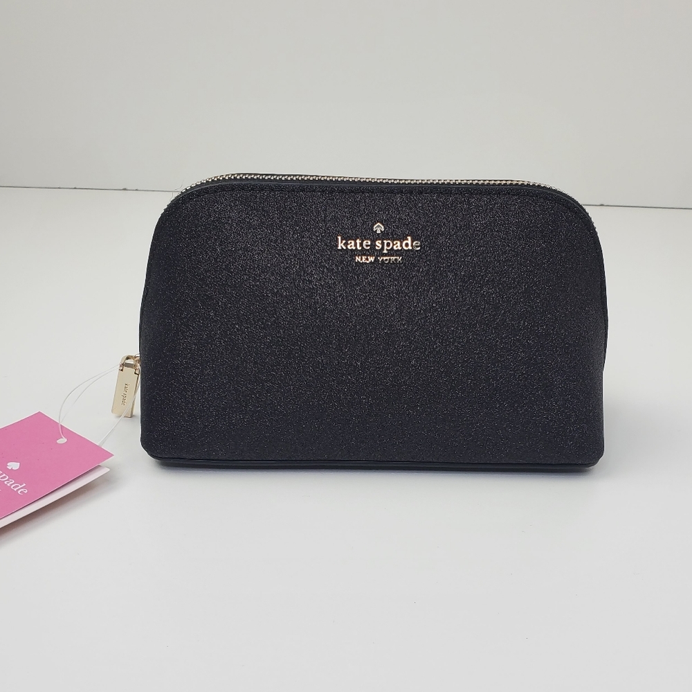 Kate Spade Shimmy Glitter Fabric Cosmetic Case Black